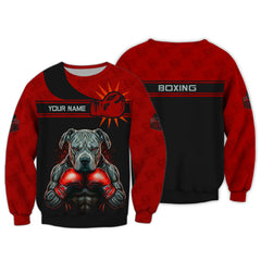 Boxing 3D Zipper Hoodie Black & Red Boxing Dog Personalized Zipper Hoodie