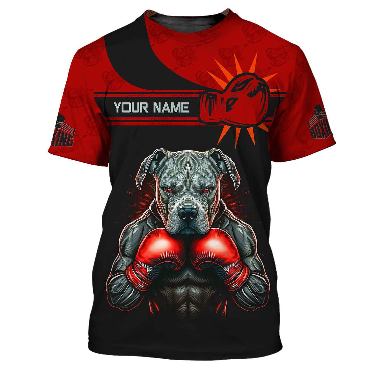 Boxing 3D Shirts Black & Red Boxing Dog Personalized TShirts