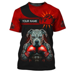 Boxing 3D Shirts Black & Red Boxing Dog Personalized TShirts