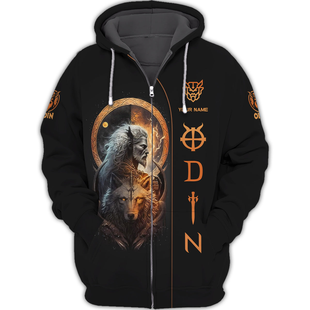 Odin Cutsom Zipper Hoodie Odin & Wolf 3D Zipper Hoodie Viking Zipper Hoodie