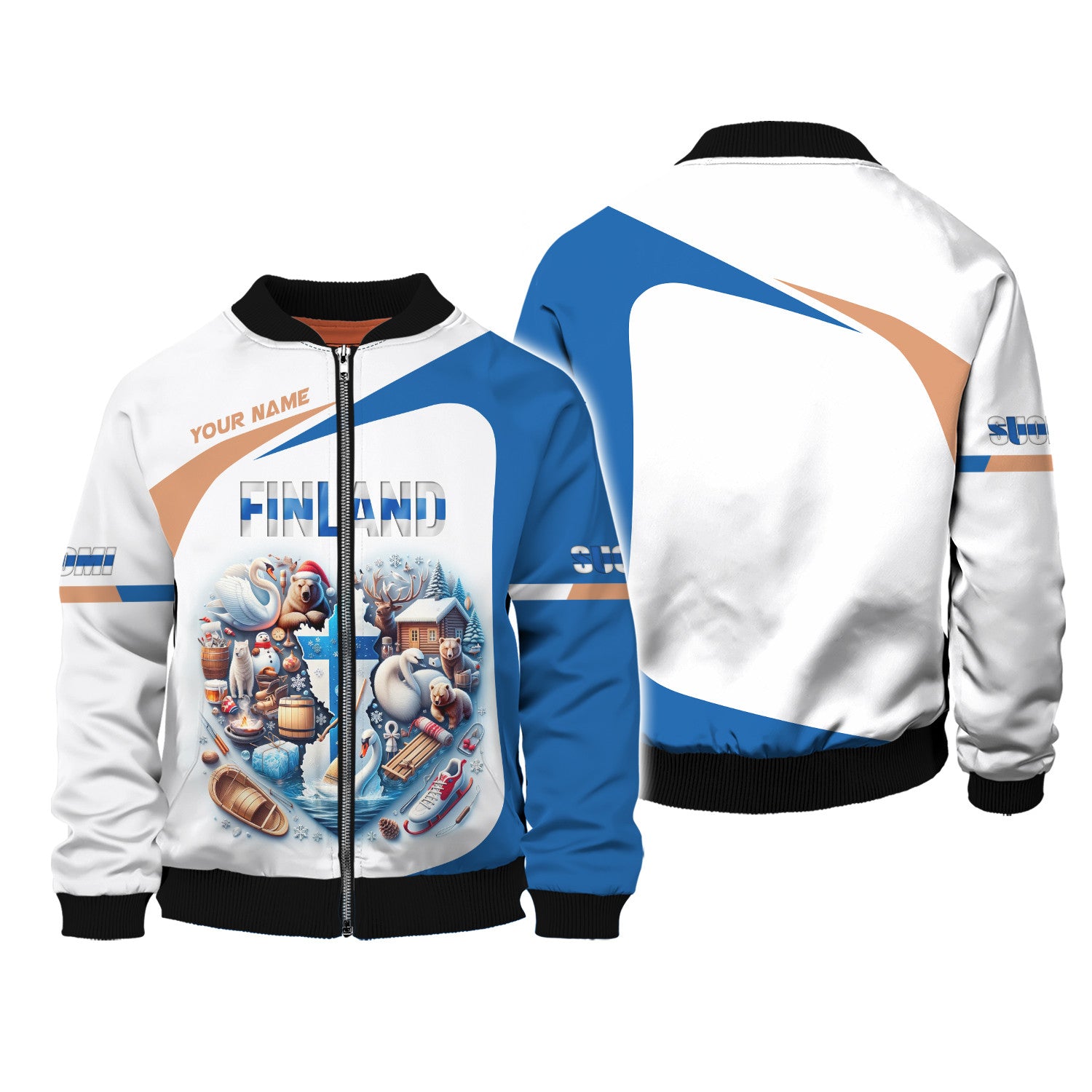 Finland Life Heart Zipper Hoodie Custom Name 3D Full Print Finland Zipper Hoodie