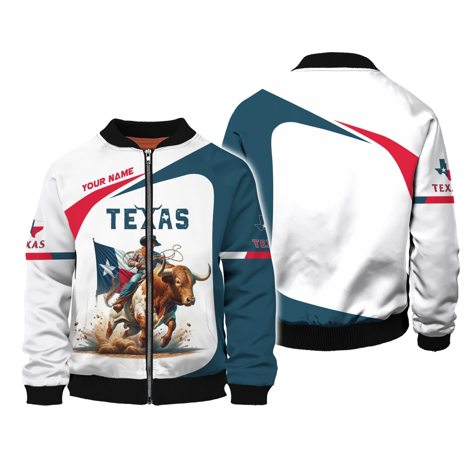 Love Bull With Texas Cowboy Custom Name Zipper Hoodie Gifr For Texas Lovers