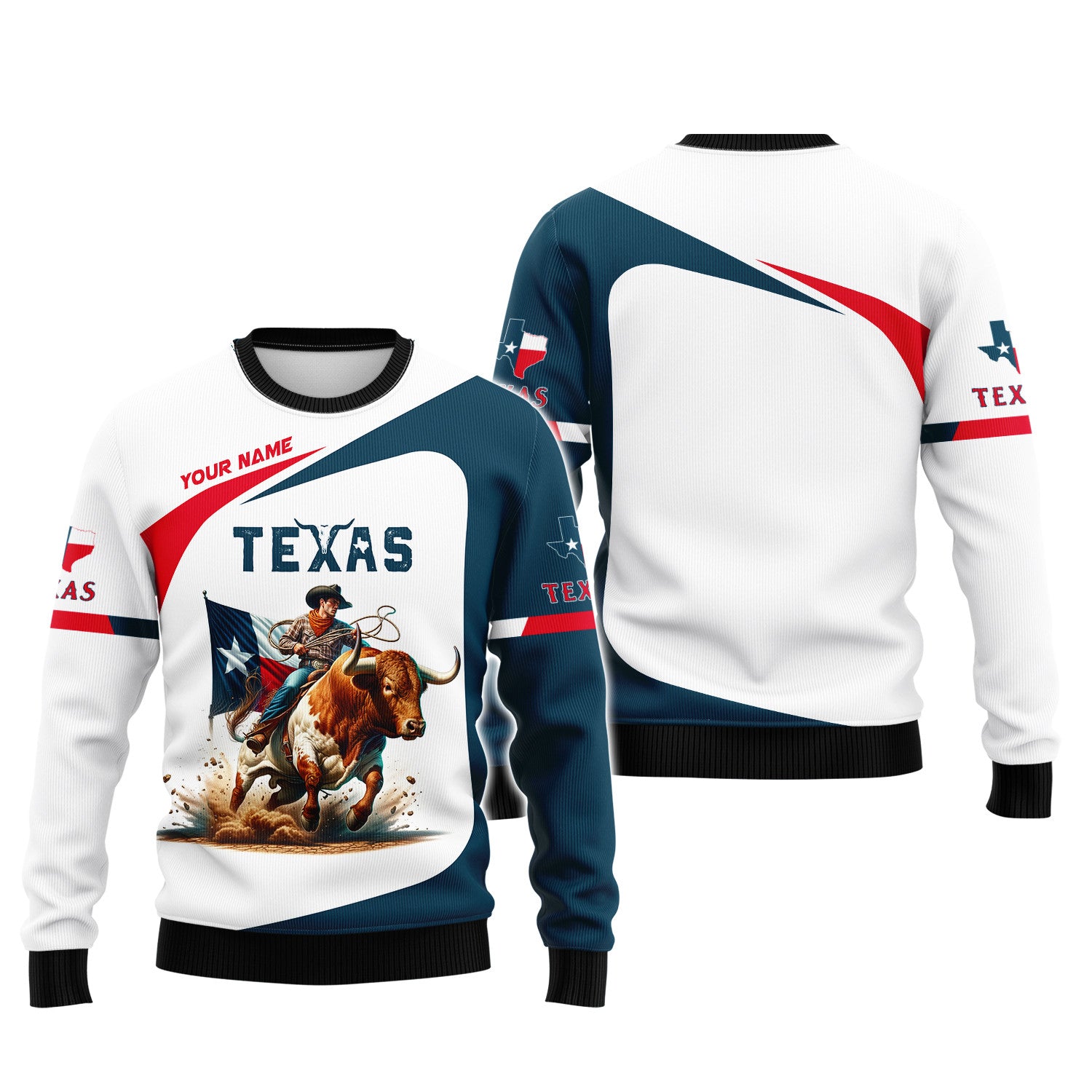 Love Bull With Texas Cowboy Custom Name Zipper Hoodie Gifr For Texas Lovers