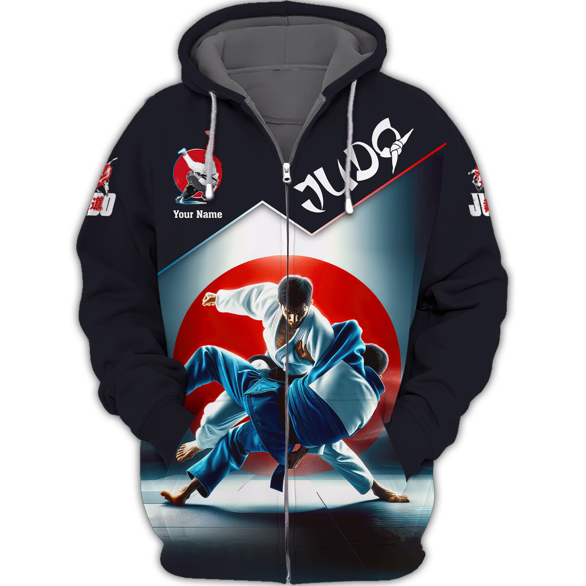 Custom Name Judo Zipper Hoodie Personalized Name Gift For Judo Lovers