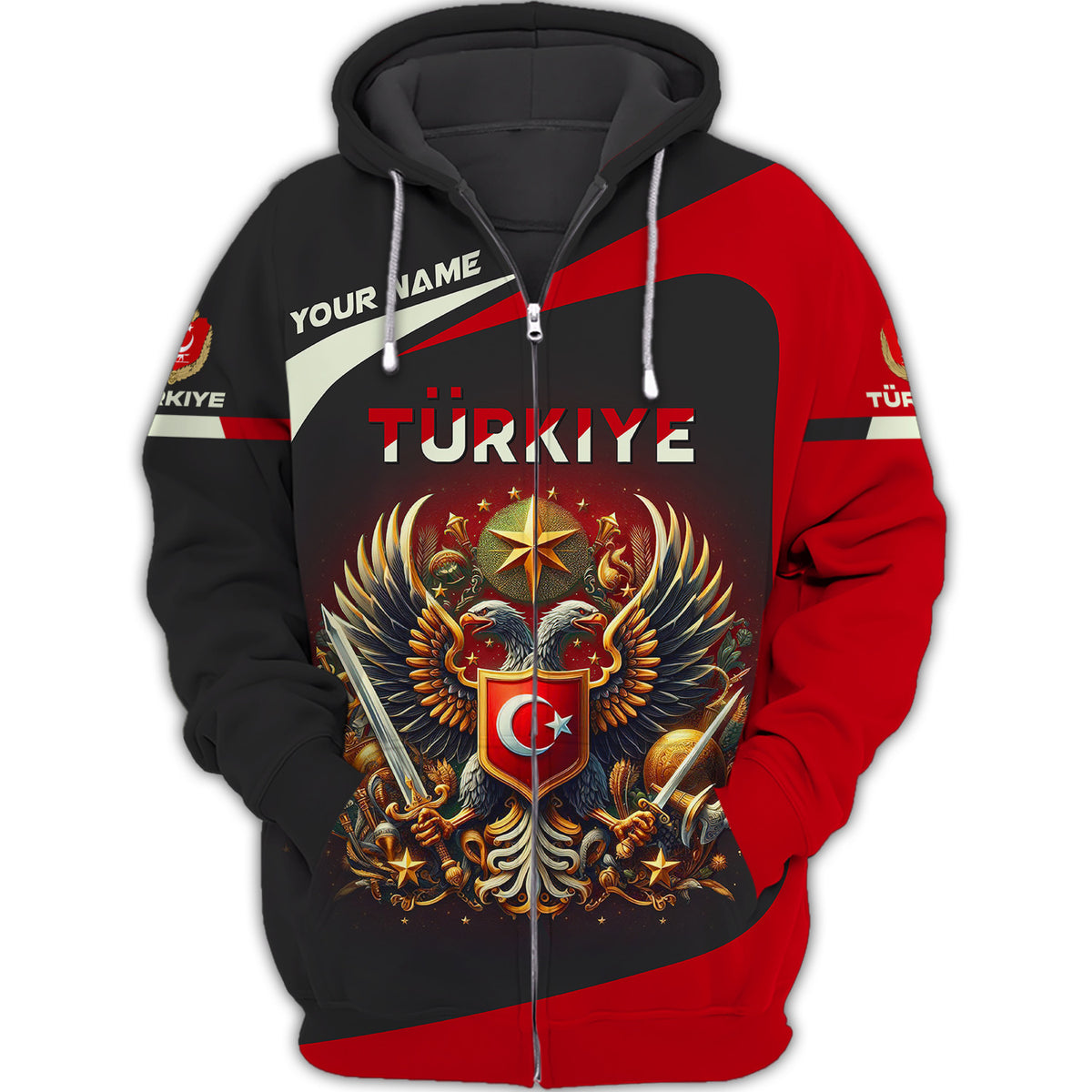 Türkiye Unisex Zipper Hoodie Turkey Zipper Hoodie Personalized Name Zipper Hoodie For Türkiye Lovers