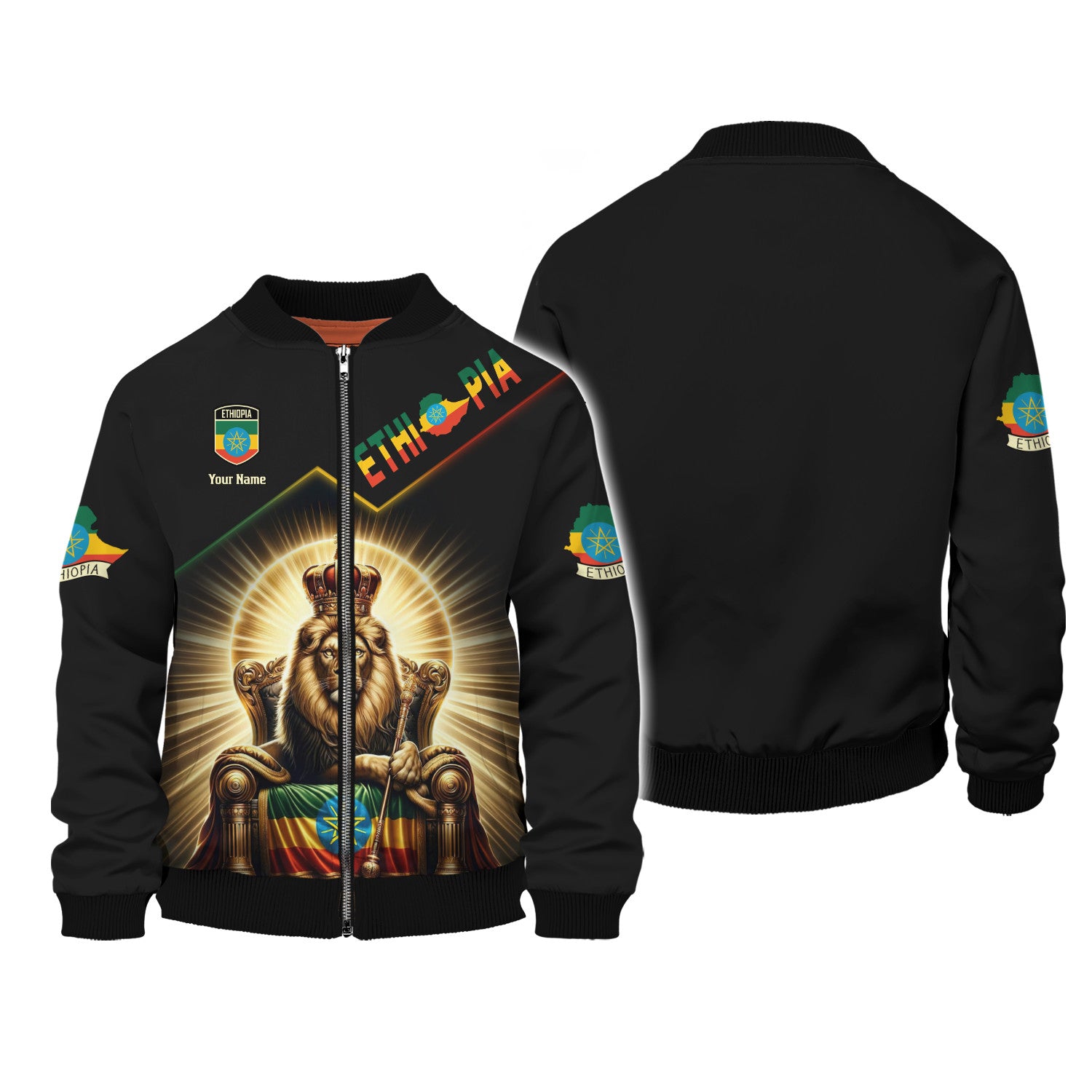 Ethiopia Lion 3D Zipper Hoodie Ethiopian Custom Zipper Hoodie