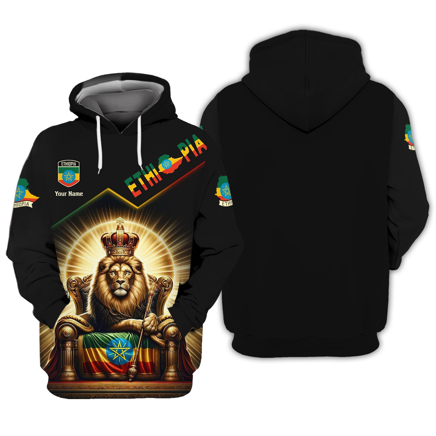 Ethiopia Lion 3D Zipper Hoodie Ethiopian Custom Zipper Hoodie