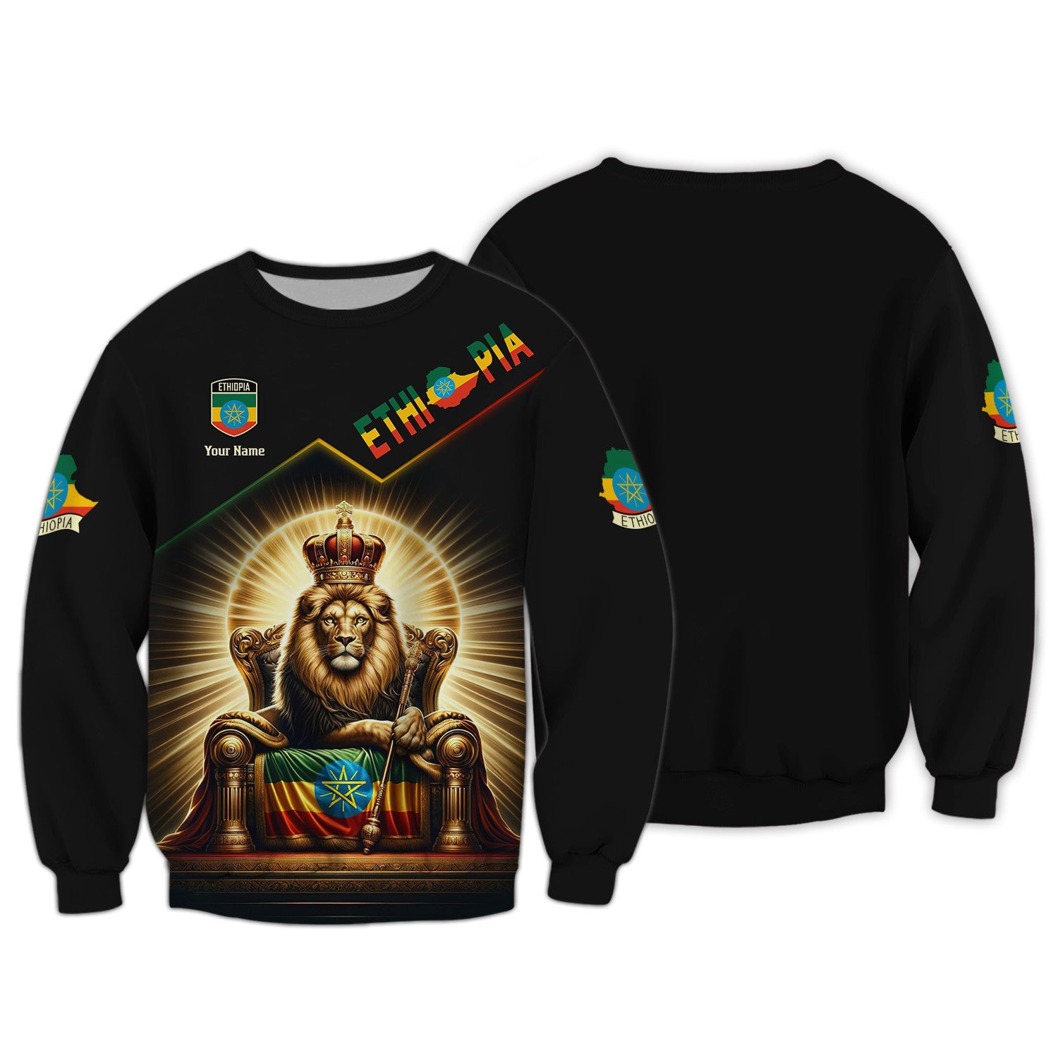 Ethiopia Lion 3D Zipper Hoodie Ethiopian Custom Zipper Hoodie