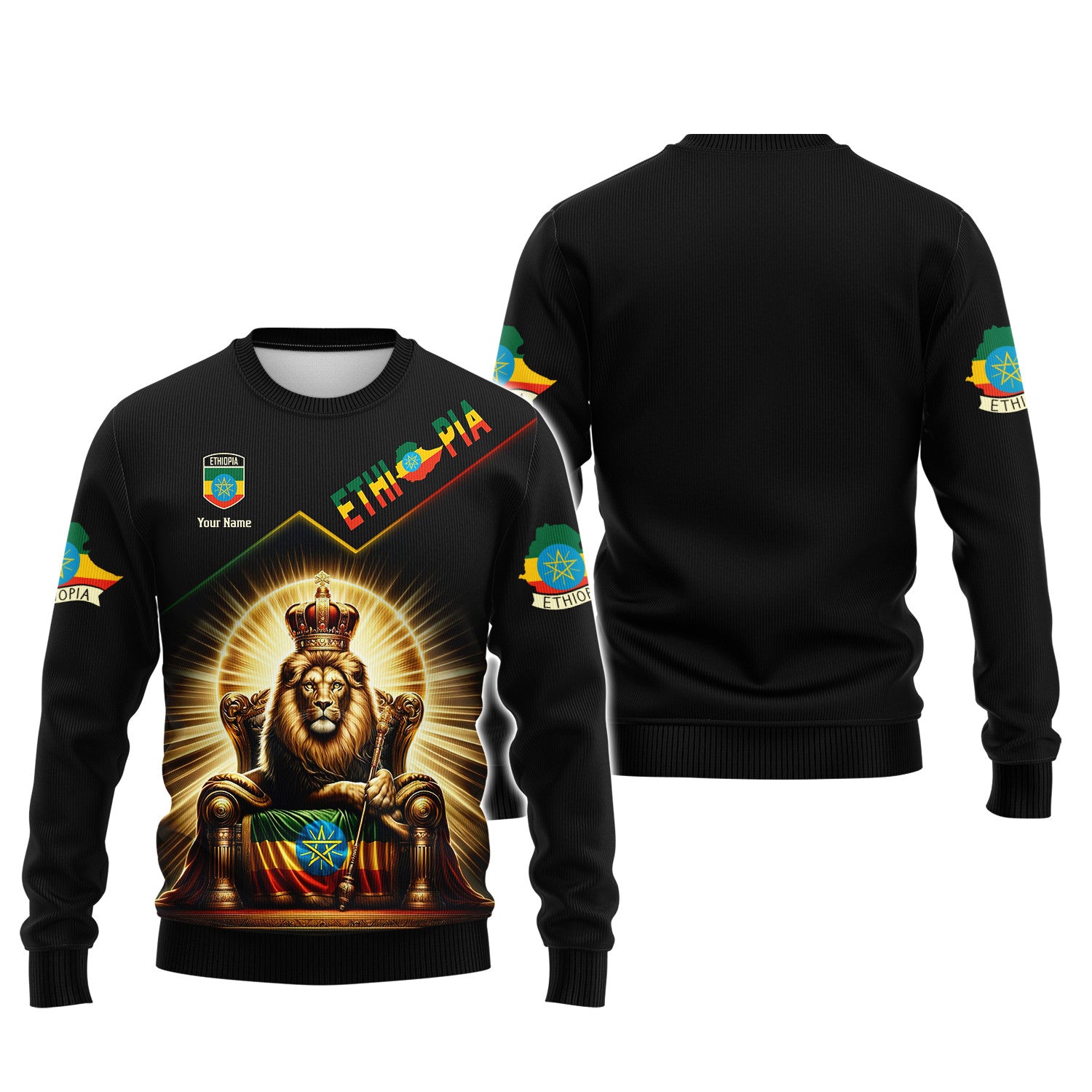 Ethiopia Lion 3D Zipper Hoodie Ethiopian Custom Zipper Hoodie