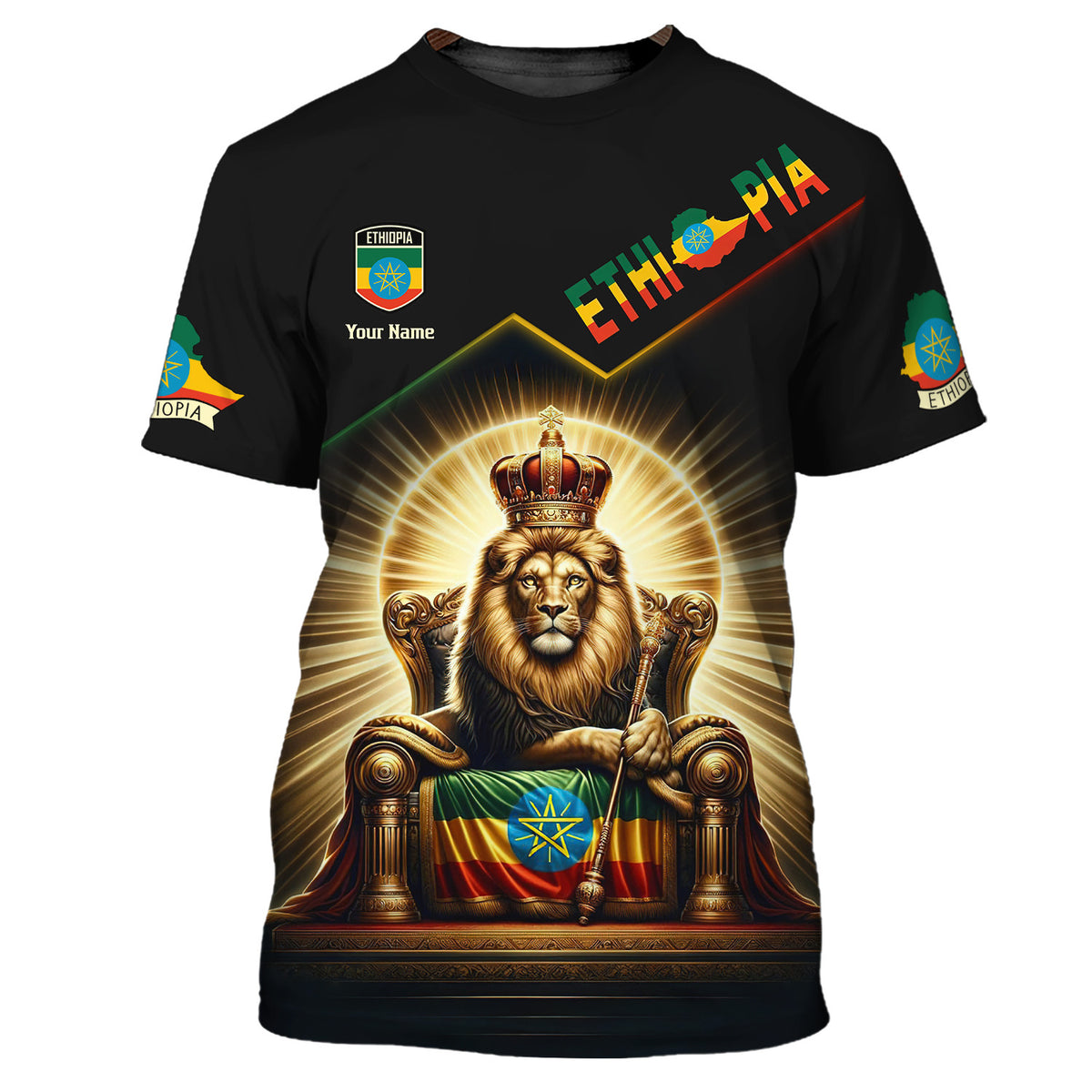 Ethiopia Lion 3D Shirts Ethiopian Custom Tshirts