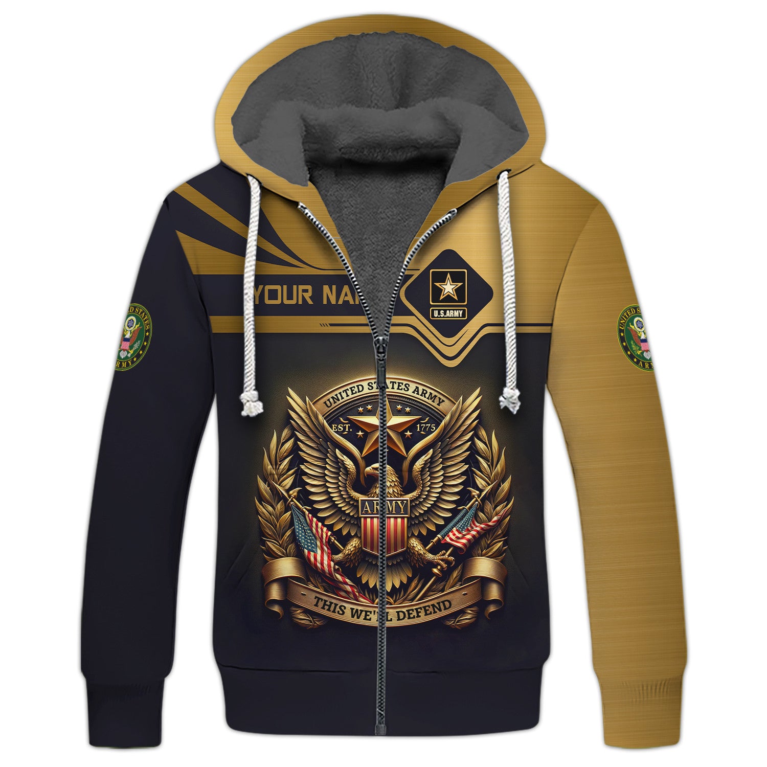 US Army Custom Tee Zipper Hoodie American Eagle Army 3D Zipper Hoodie United States Army This We’ll Defend Zipper Hoodie