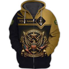 US Army Custom Tee Zipper Hoodie American Eagle Army 3D Zipper Hoodie United States Army This We’ll Defend Zipper Hoodie