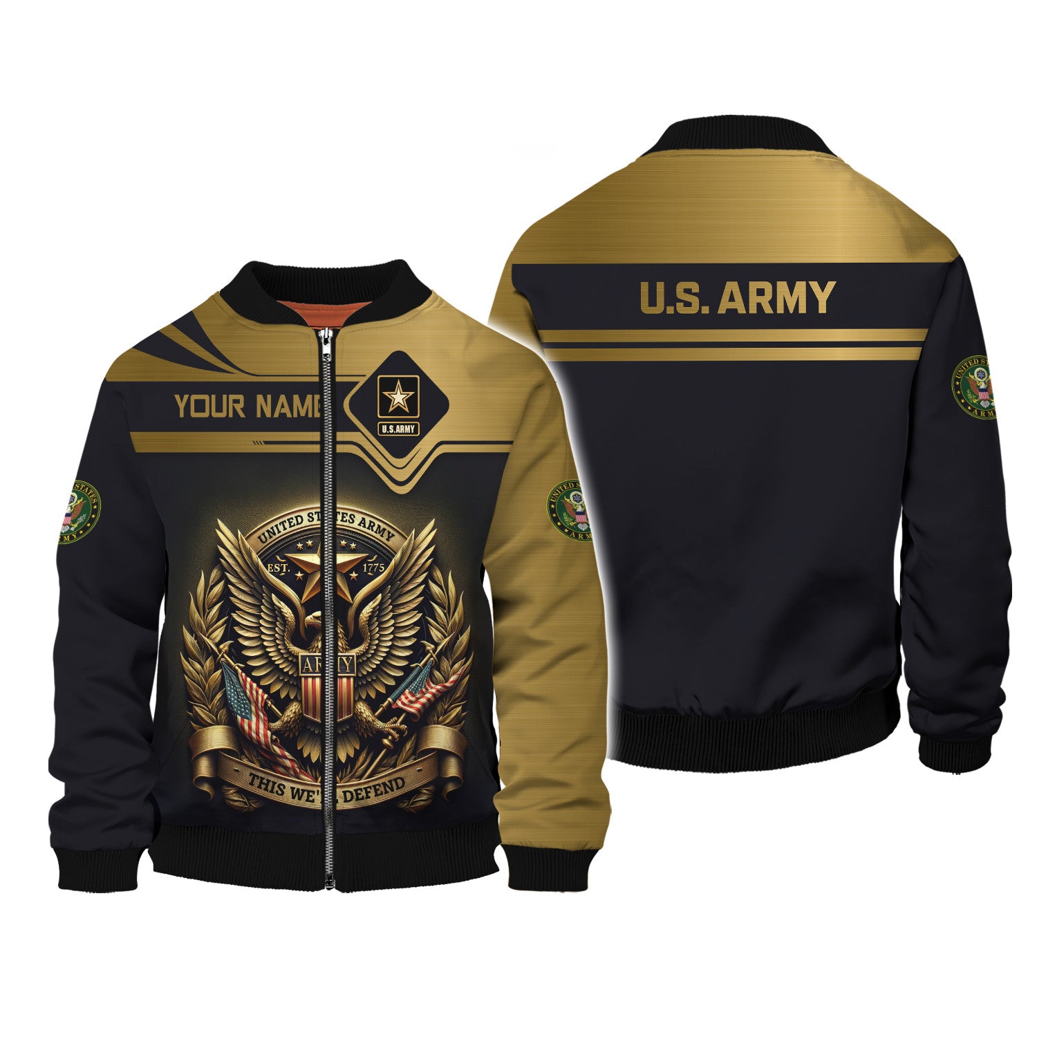 US Army Custom Tee Zipper Hoodie American Eagle Army 3D Zipper Hoodie United States Army This We’ll Defend Zipper Hoodie