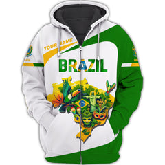 Brazil Map 3D Zipper Hoodie Brazil Custom Zipper Hoodie Gif For Brazil Lovers