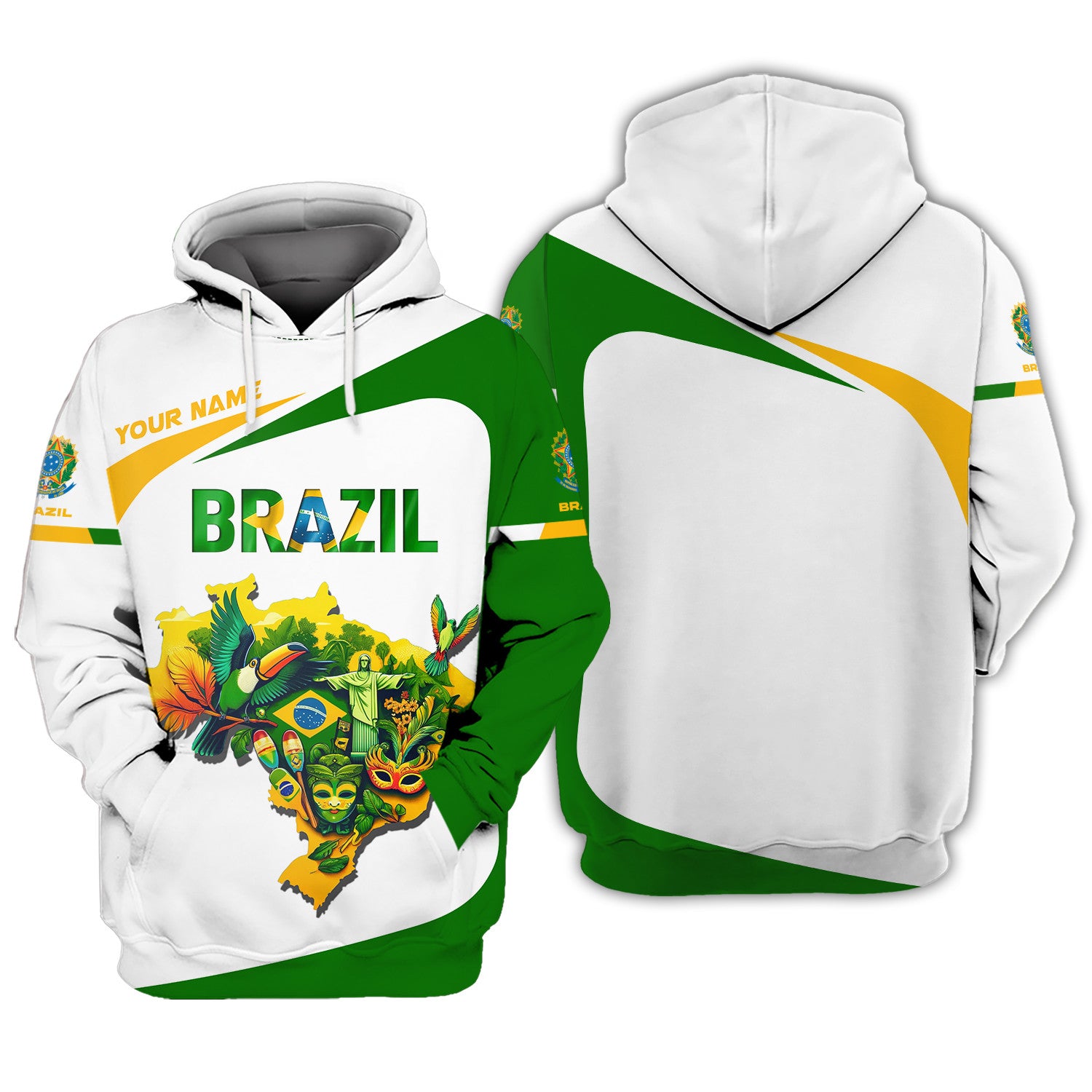 Brazil Map 3D Zipper Hoodie Brazil Custom Zipper Hoodie Gif For Brazil Lovers