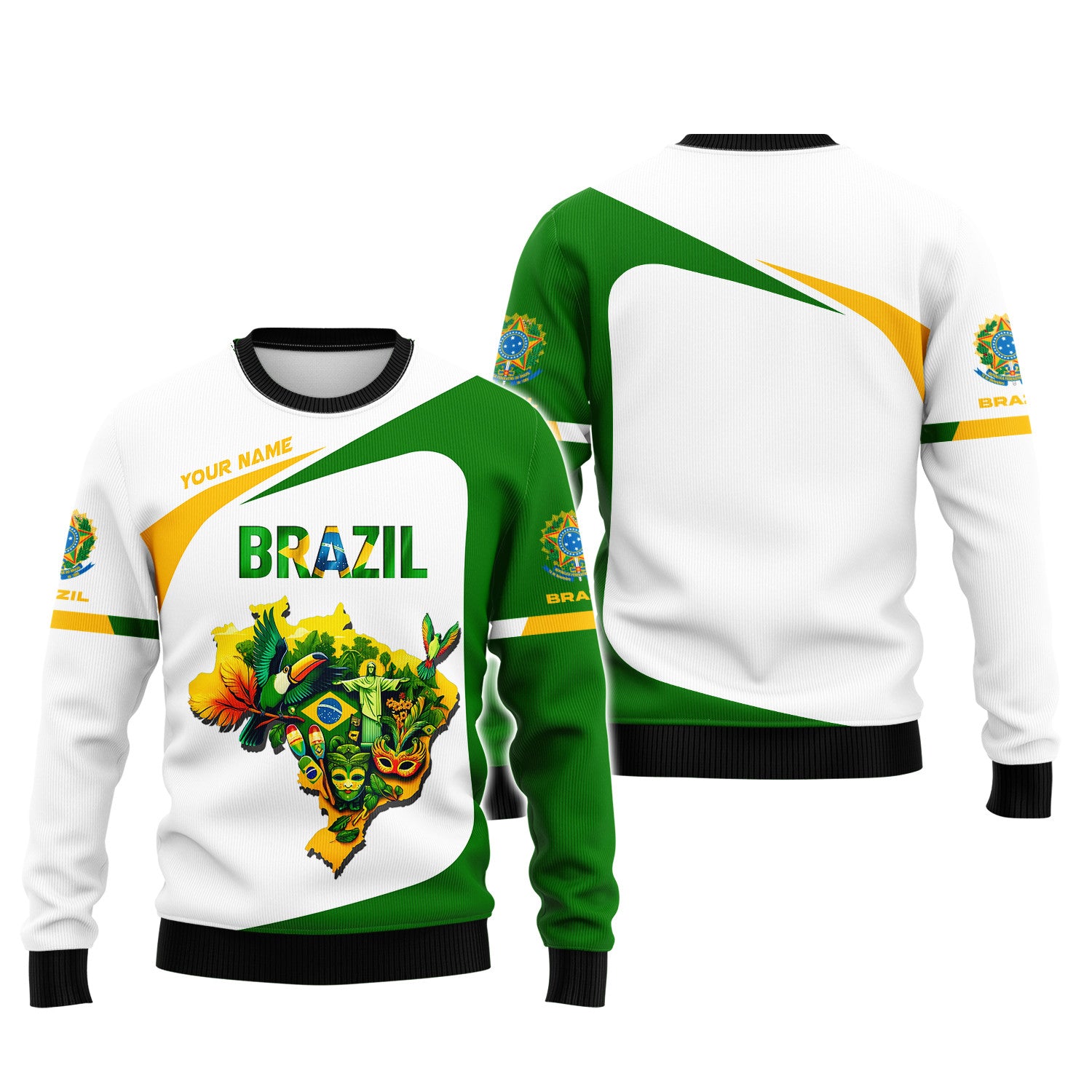 Brazil Map 3D Zipper Hoodie Brazil Custom Zipper Hoodie Gif For Brazil Lovers