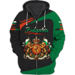 Bulgaria Personalized Name 3D Zipper Hoodie Custom Gift For Bulgaria Lovers