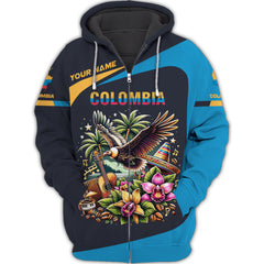 Colombia Personalized Name 3D Zipper Hoodie Custom Name Gift For Colombia Lovers