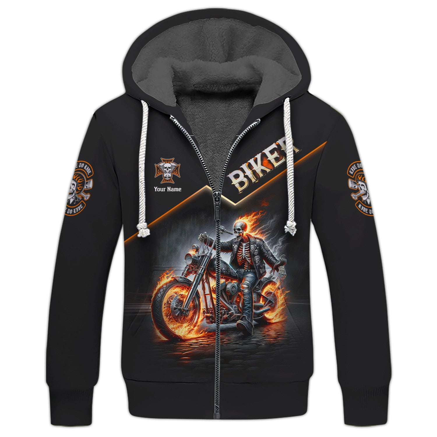 Skull Fire Biker Personalized Name 3D Shirt Custom Gift For Biker