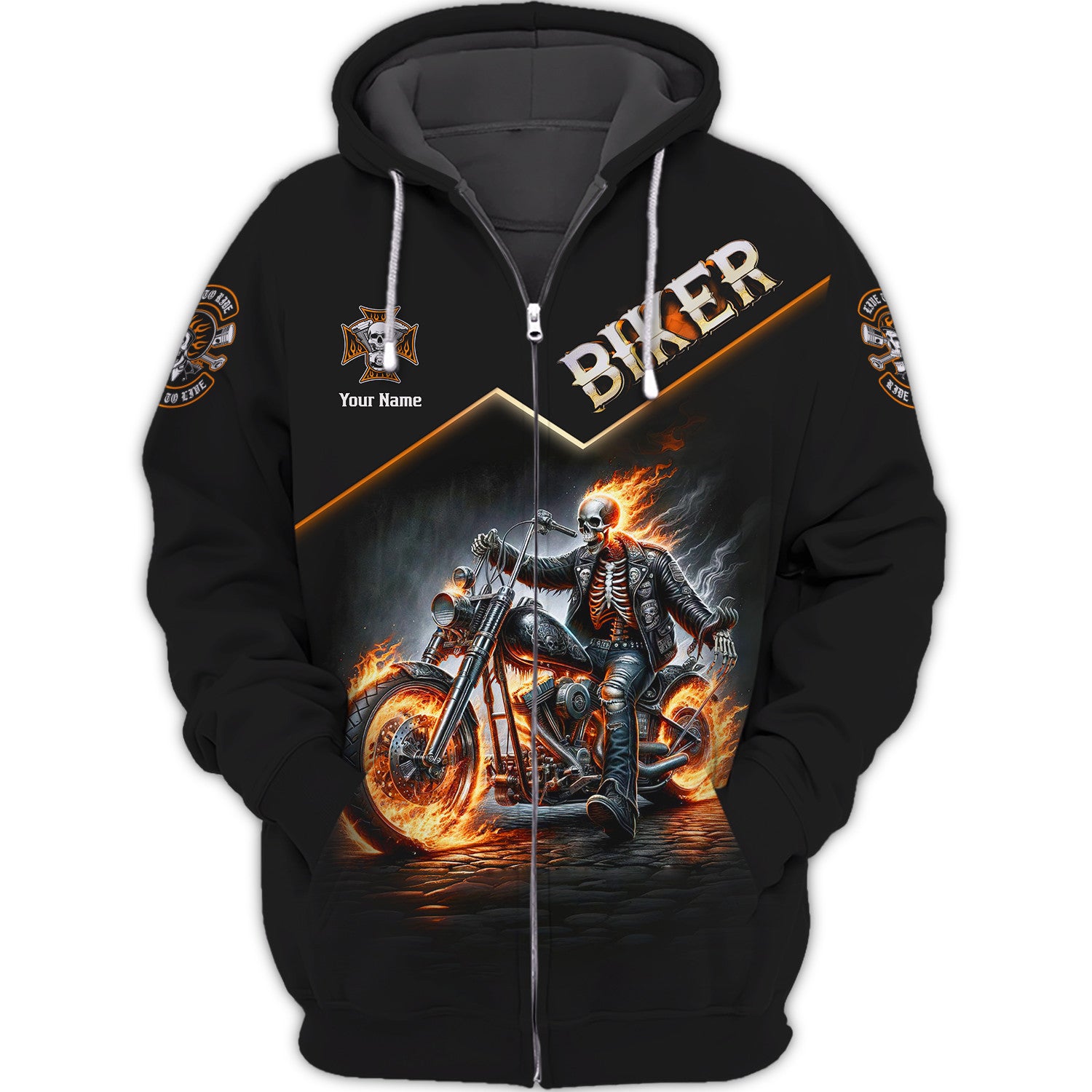 Skull Fire Biker Personalized Name 3D Shirt Custom Gift For Biker