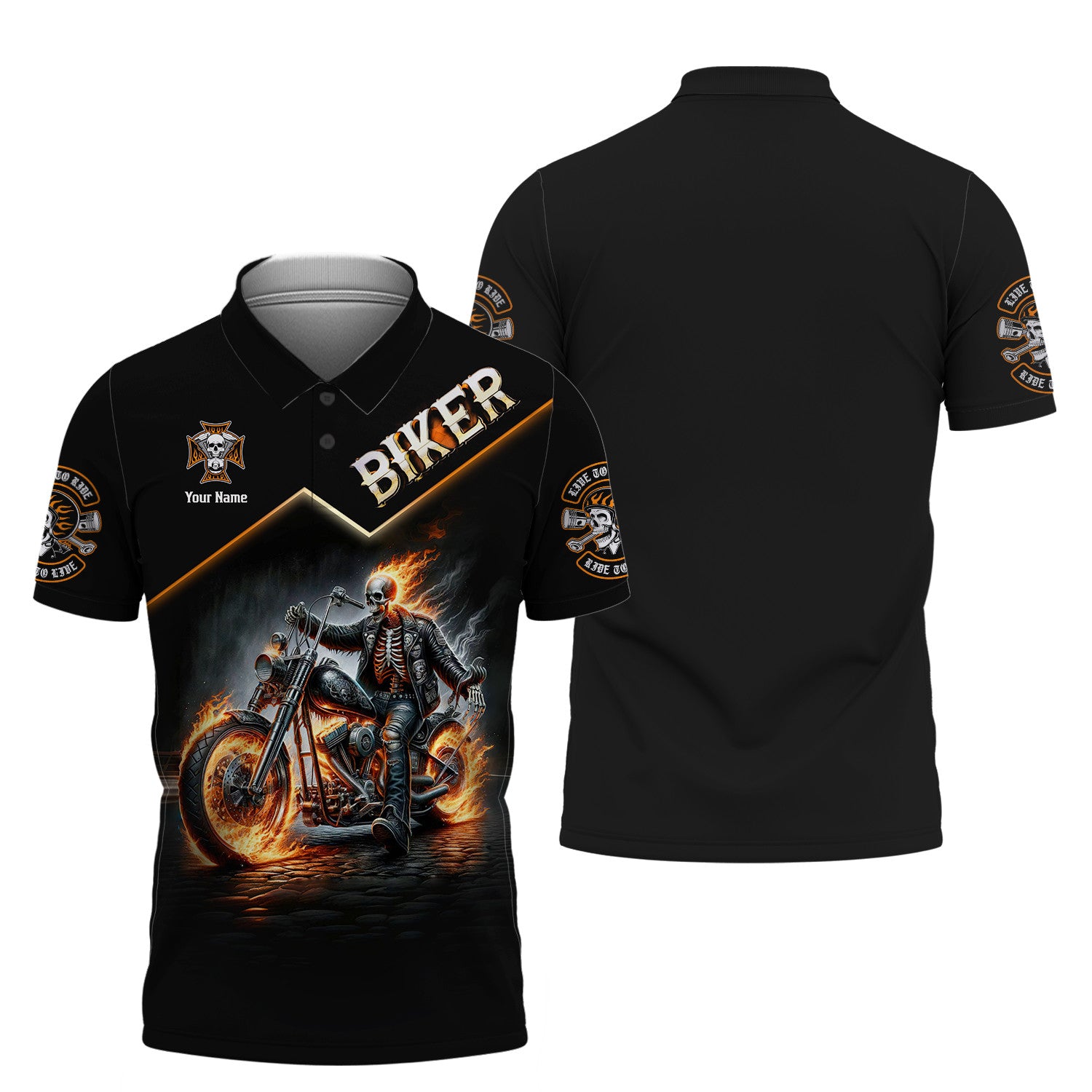 Skull Fire Biker Personalized Name 3D Shirt Custom Gift For Biker