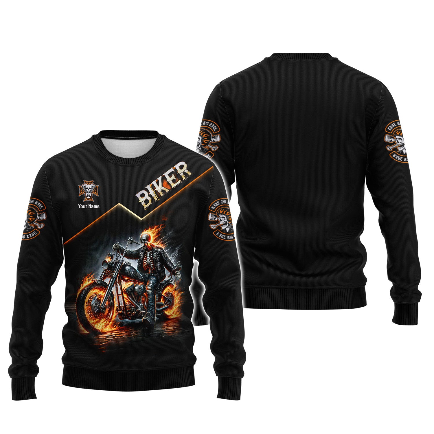 Skull Fire Biker Personalized Name 3D Shirt Custom Gift For Biker