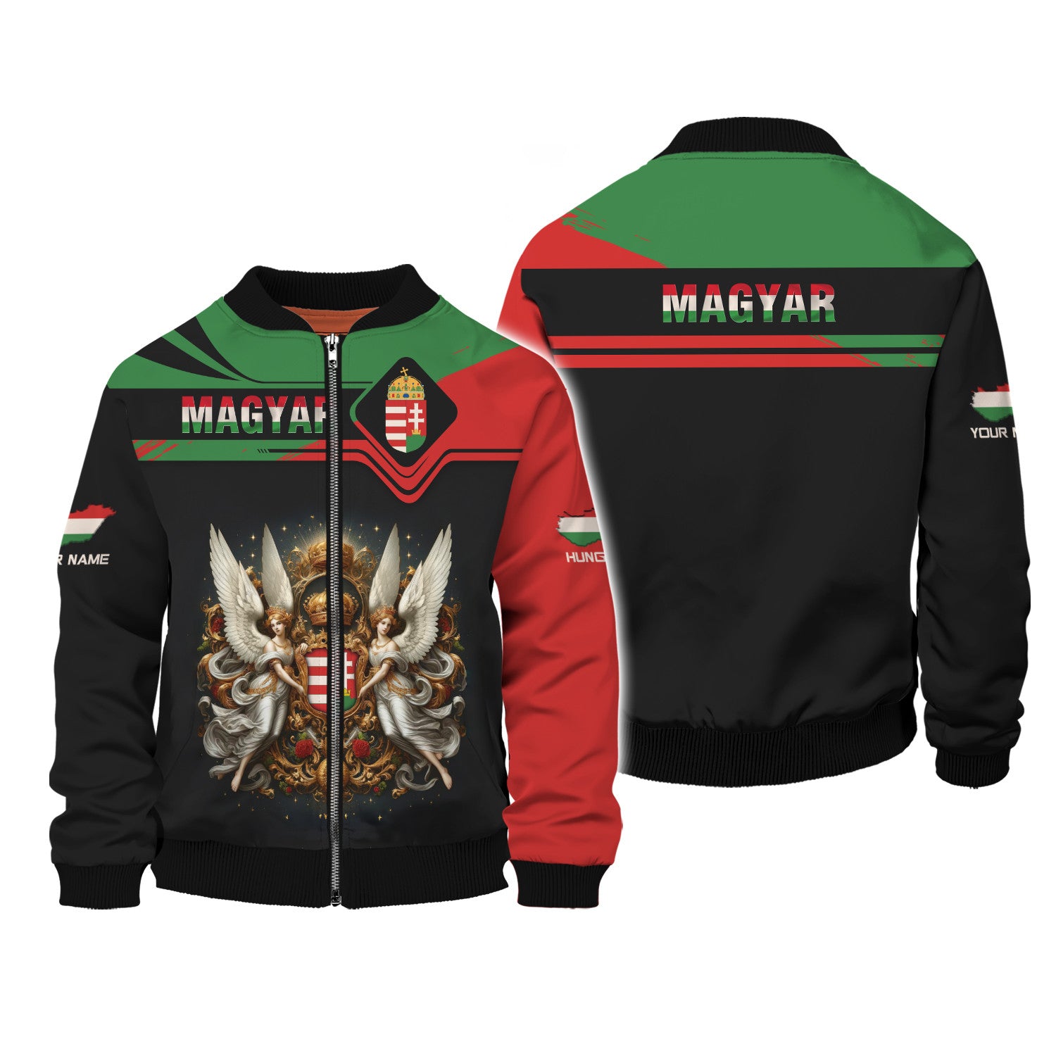 Magyar Peersonalized Name 3D Zipper Hoodie Custom Name Gift For Hungary Lovers