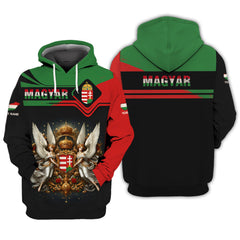 Magyar Peersonalized Name 3D Zipper Hoodie Custom Name Gift For Hungary Lovers