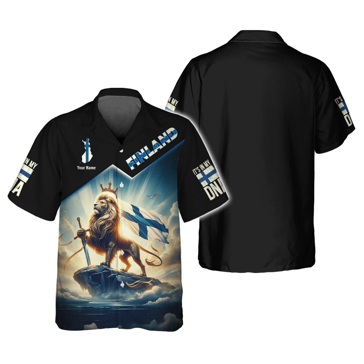 Lion King Finland With Sword Personalized Name 3D Shirt