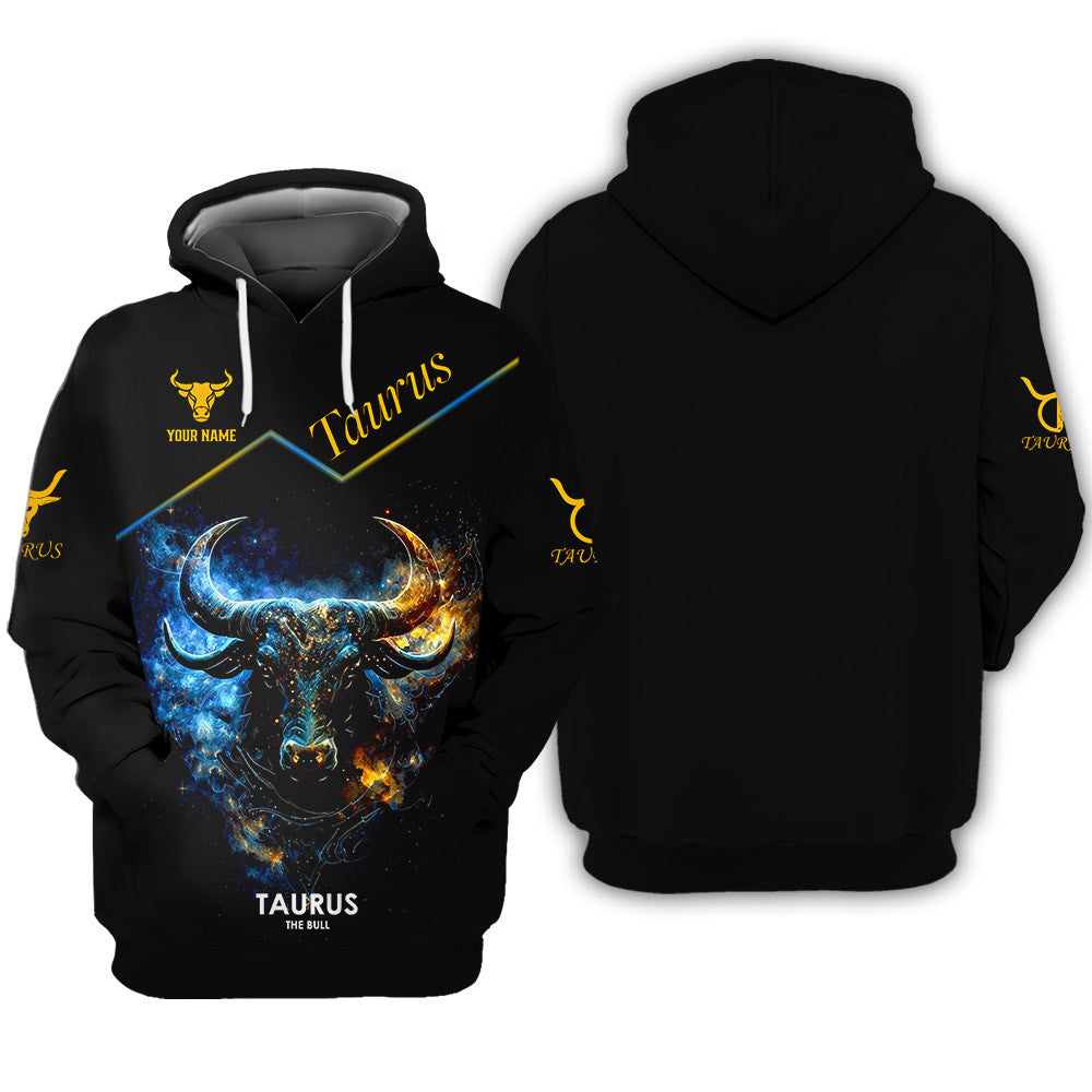 Taurus 3D Zipper Hoodie Zodiac Custom Zipper Hoodie