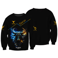 Taurus 3D Zipper Hoodie Zodiac Custom Zipper Hoodie