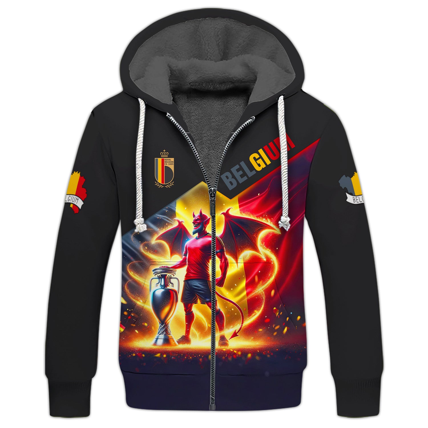 Demon Belgium Football Zipper Hoodie Personalized Name Zipper Hoodie For Belgium Fans