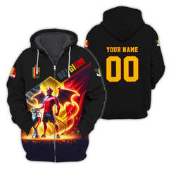 Demon Belgium Football Zipper Hoodie Personalized Name Zipper Hoodie For Belgium Fans