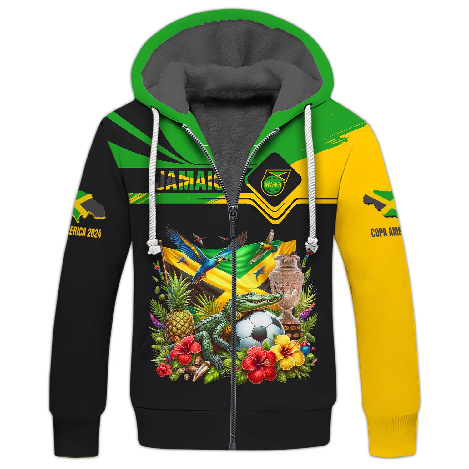 Jamaica Copa America 2024 Personalized Name 3D Zipper Hoodie Gift For Jamaica Fans