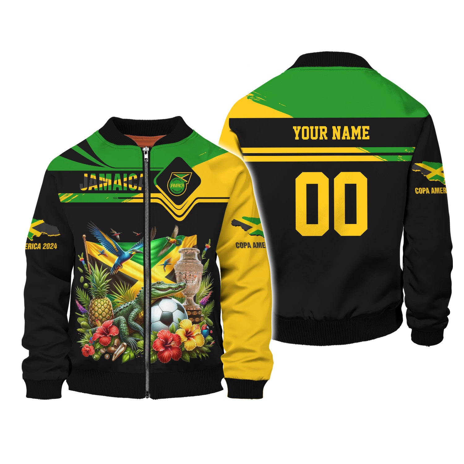 Jamaica Copa America 2024 Personalized Name 3D Zipper Hoodie Gift For Jamaica Fans