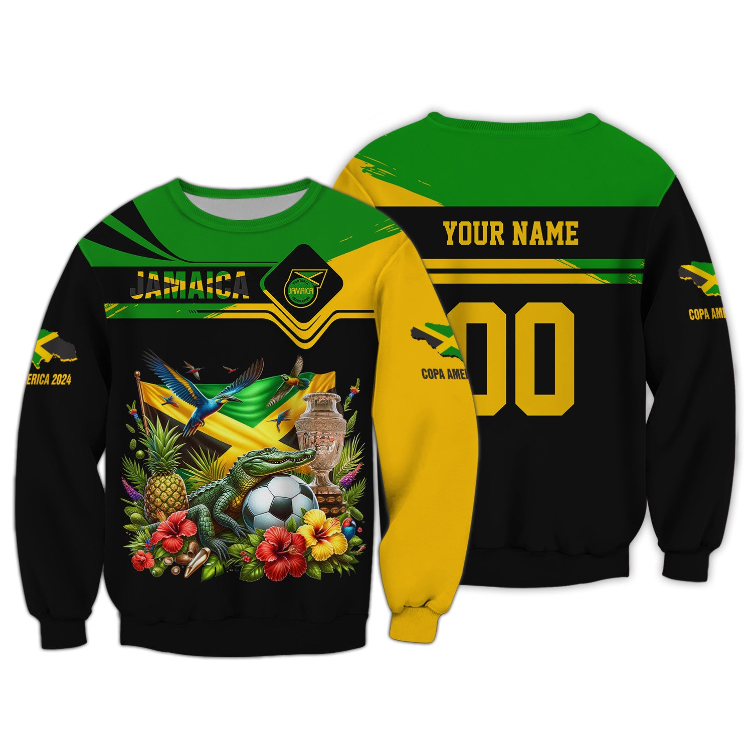 Jamaica Copa America 2024 Personalized Name 3D Zipper Hoodie Gift For Jamaica Fans