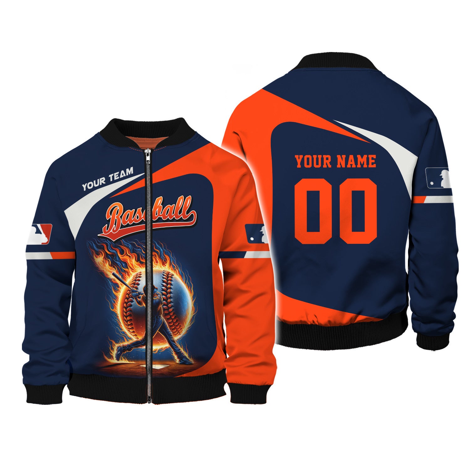 Fire Man Baseball Personalized Name 3D Zip Hoodie Custom Gift For Baseball Lovers