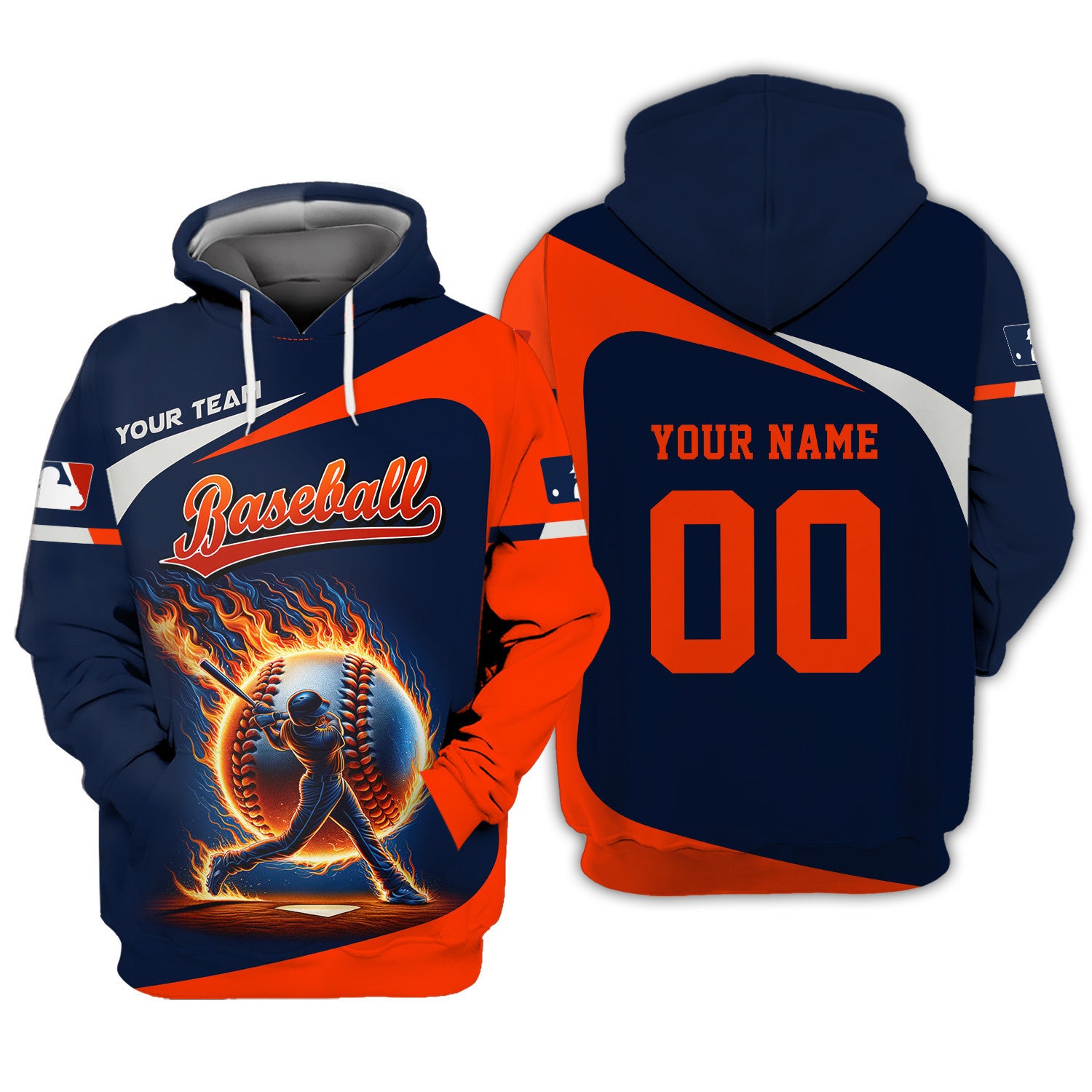 Fire Man Baseball Personalized Name 3D Zip Hoodie Custom Gift For Baseball Lovers