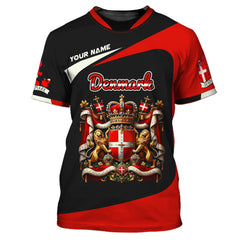 Denmark Coat Of Arms Custom Name 3D Shirt Personalized Gift For Denmark Lovers