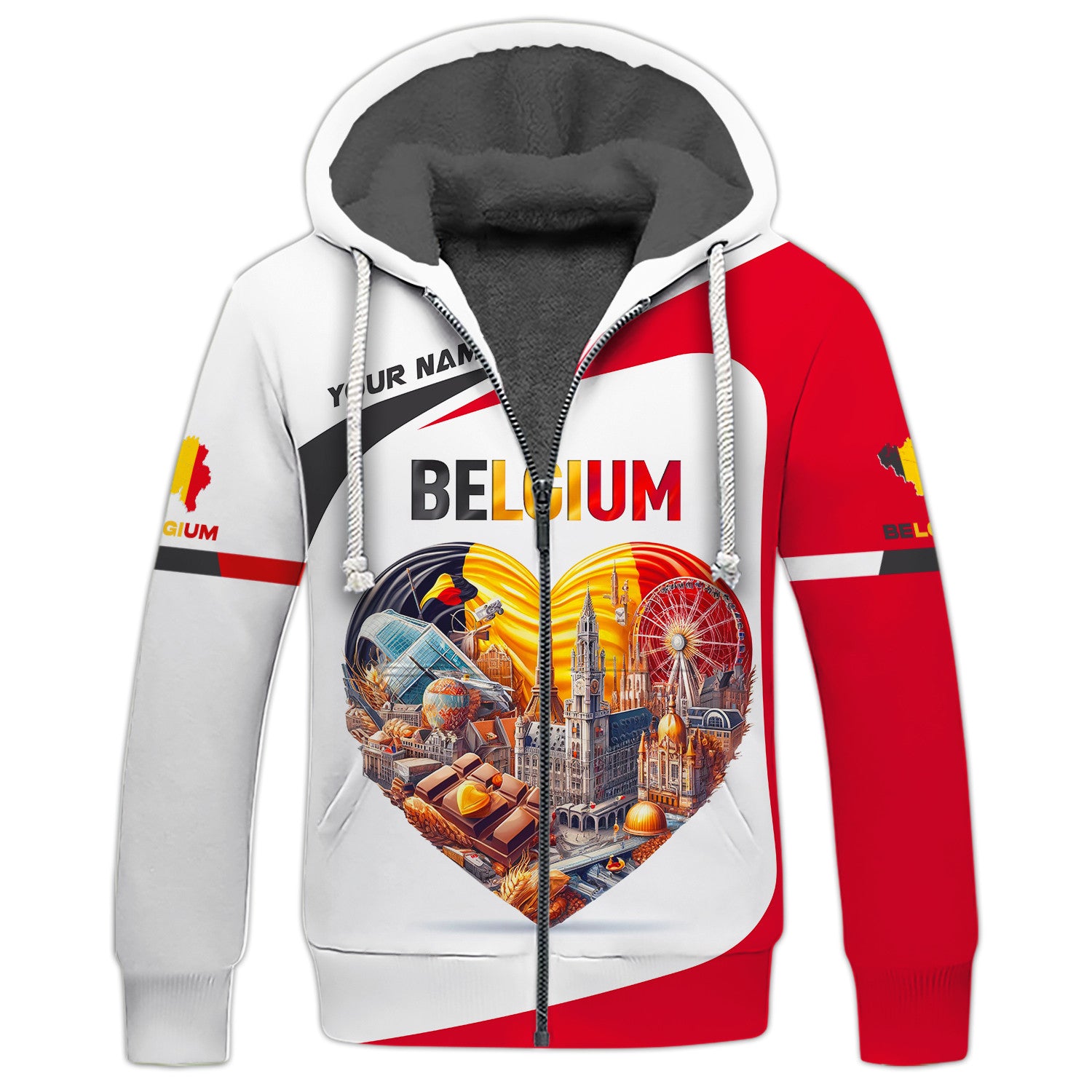 Belgium Heart Life Shirt Personalized Name Belgium Zipper Hoodie Unisex Belgium Zipper Hoodie