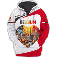 Belgium Heart Life Shirt Personalized Name Belgium Zipper Hoodie Unisex Belgium Zipper Hoodie