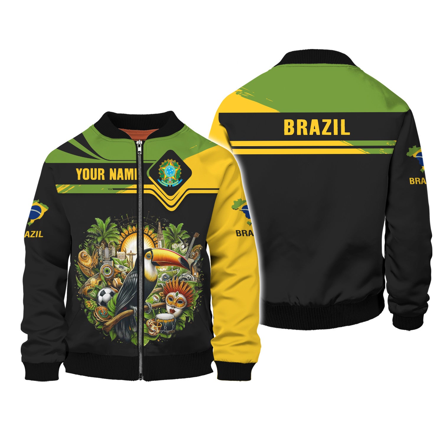 Toucan Brazil Personalized Name 3D Shirt Custom Gift For Brazil Lovers