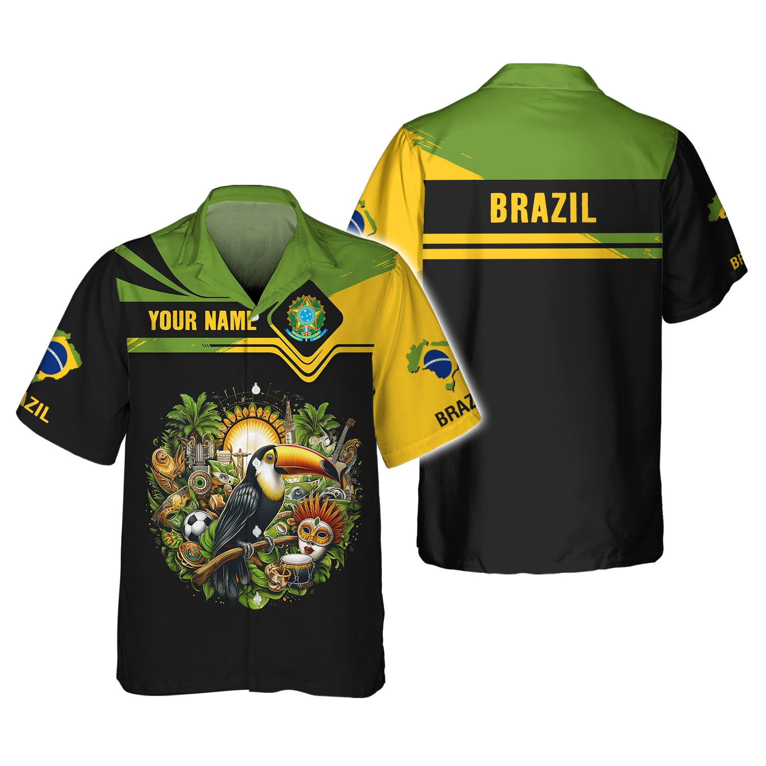 Toucan Brazil Personalized Name 3D Shirt Custom Gift For Brazil Lovers