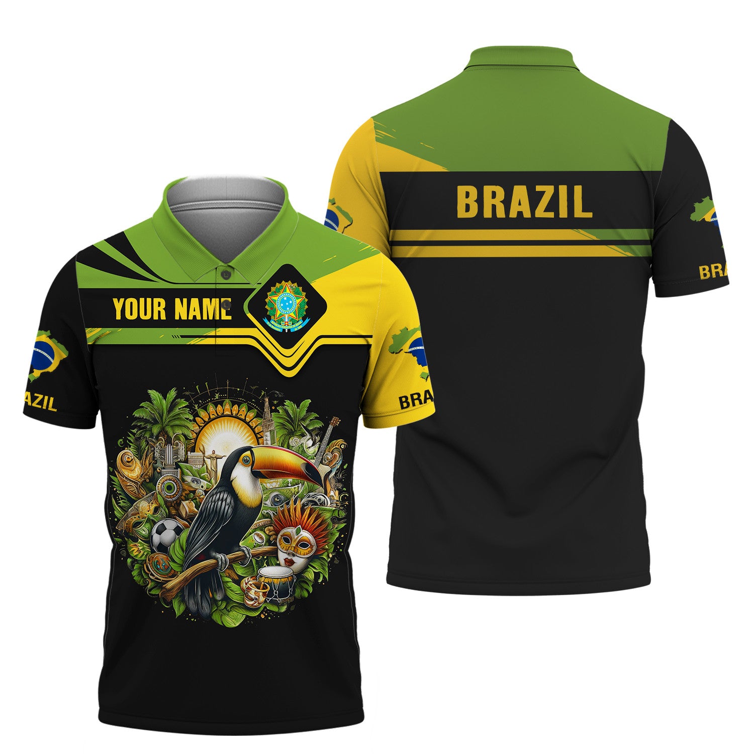 Toucan Brazil Personalized Name 3D Shirt Custom Gift For Brazil Lovers