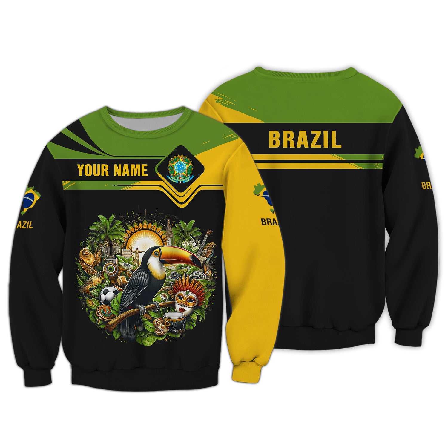 Toucan Brazil Personalized Name 3D Shirt Custom Gift For Brazil Lovers