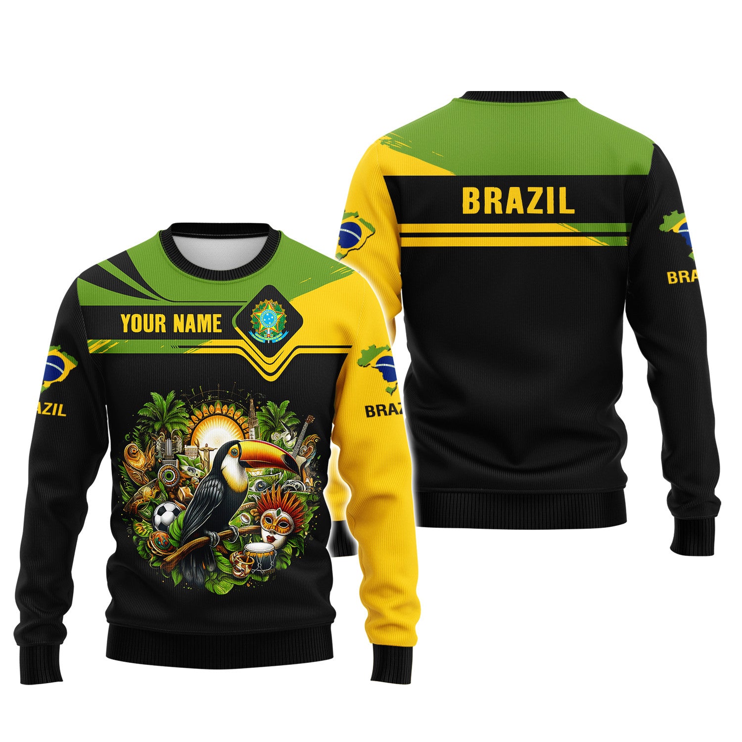 Toucan Brazil Personalized Name 3D Shirt Custom Gift For Brazil Lovers