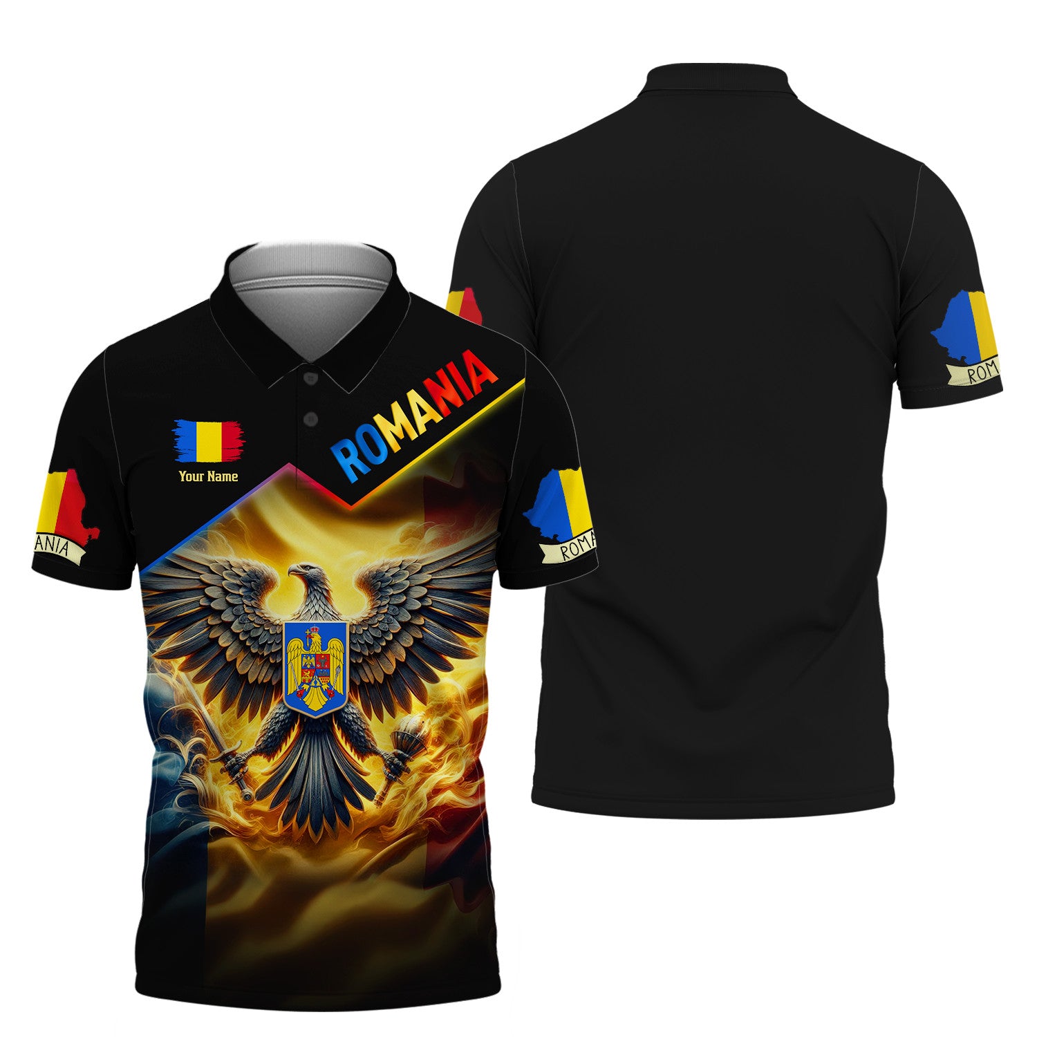 Eagle Romania Personalized Name 3D Shirt Gift For Romania Lovers