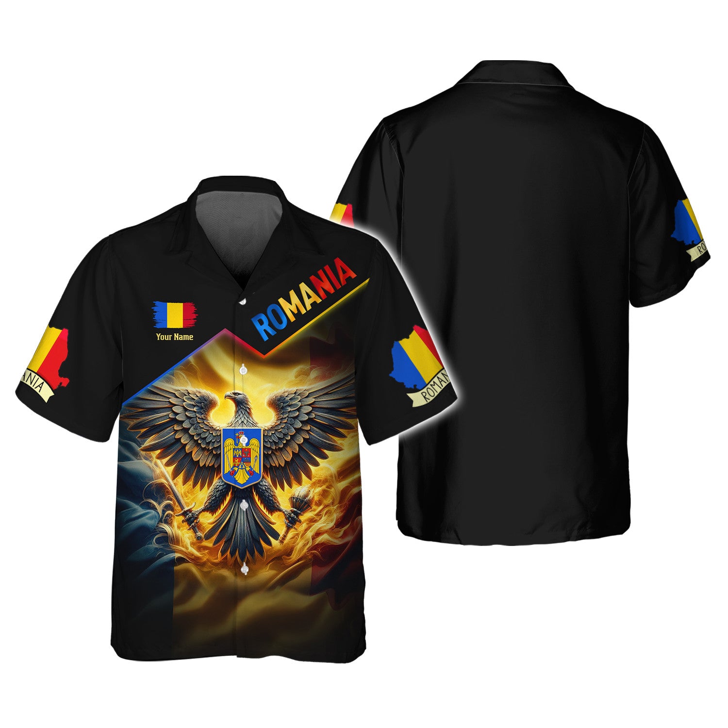 Eagle Romania Personalized Name 3D Shirt Gift For Romania Lovers