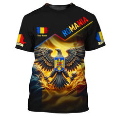 Eagle Romania Personalized Name 3D Shirt Gift For Romania Lovers