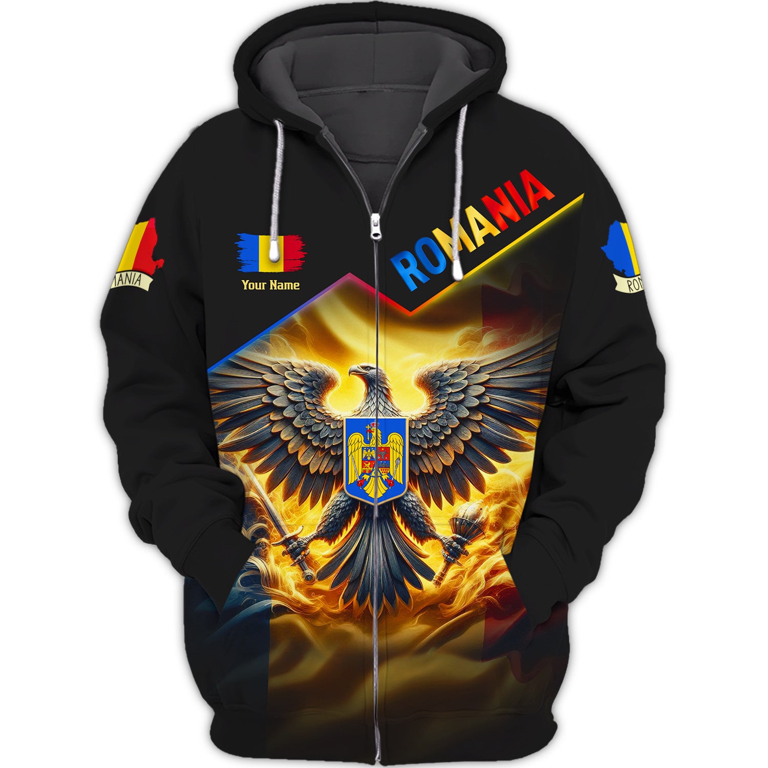 Eagle Romania Personalized Name 3D Shirt Gift For Romania Lovers